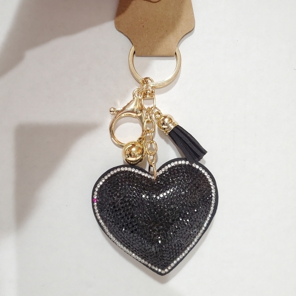 Bag Backpack Charms Heart Rhinestone Sparkle  Charms Keychain - Picture 6 of 10